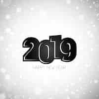 Vettore gratuito felice anno nuovo 2019 design con sfondo bianco