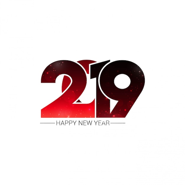 Vettore gratuito felice anno nuovo 2019 design con sfondo bianco