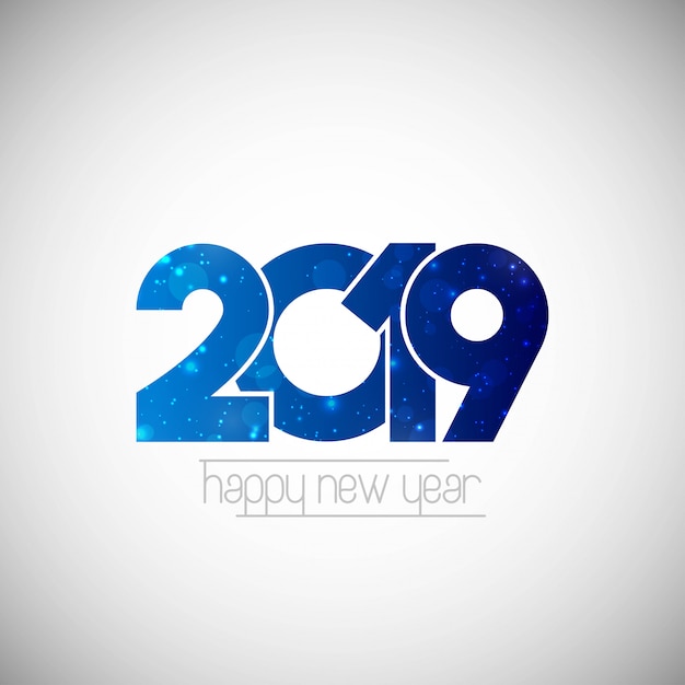 Happy new year 2019 design with white background