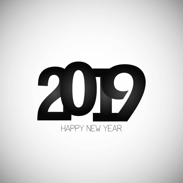 Free Vector happy new year 2019 design with white background