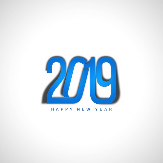 Happy New Year 2019 elegant blue text design