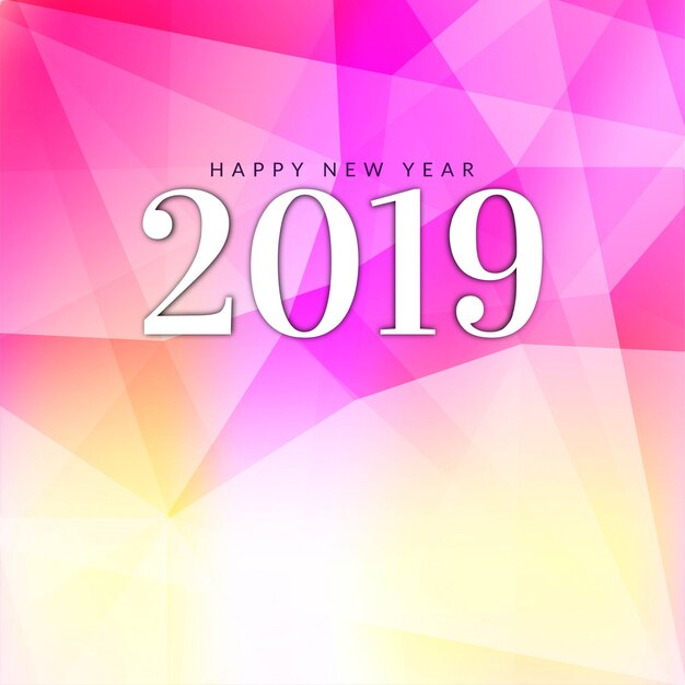 Happy New Year 2019 greeting pink background