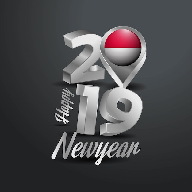 Happy new year 2019 gray typography