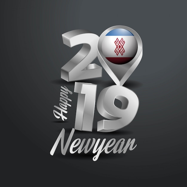 Vettore gratuito happy new year 2019 gray typography