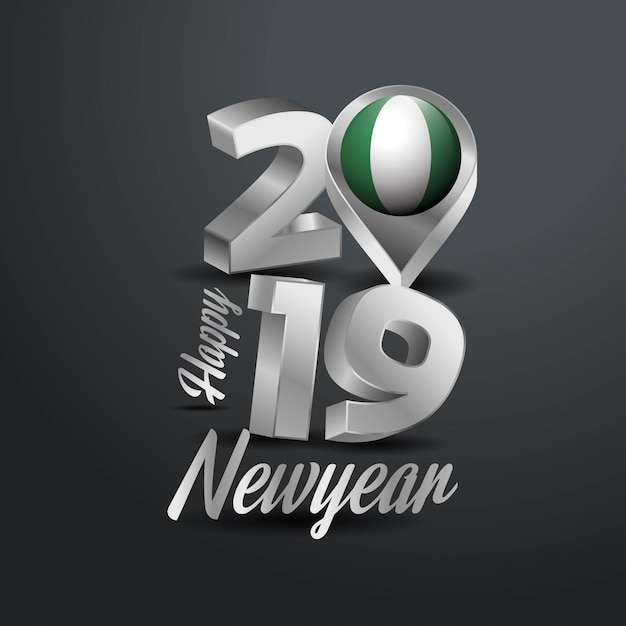 Free vector happy new year 2019 grey typography