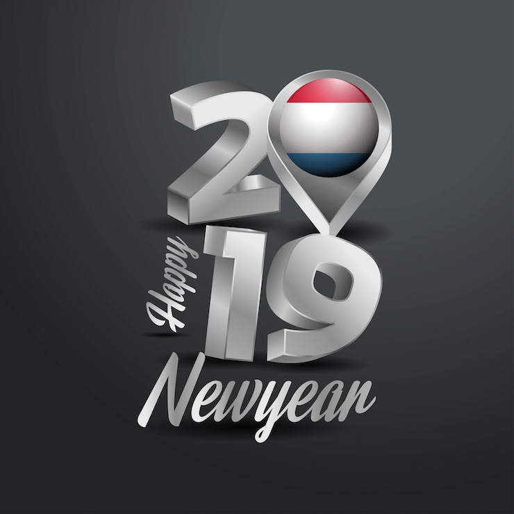 Free Vector happy new year 2019 grey typography