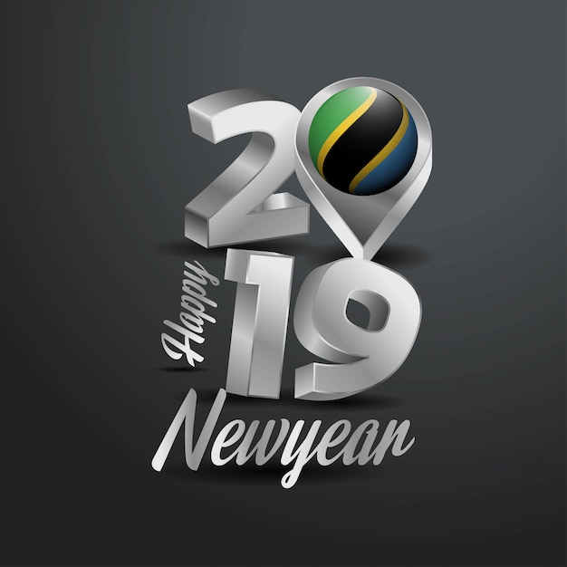 Free vector happy new year 2019 grey typography