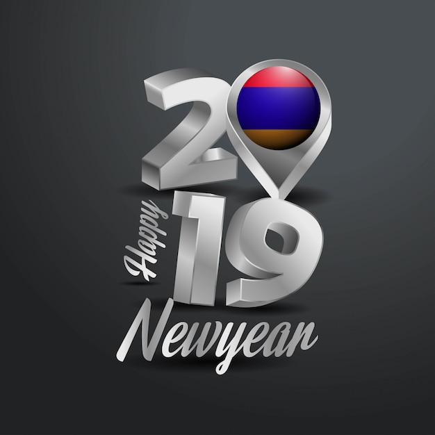 Free vector happy new year 2019 grey typography