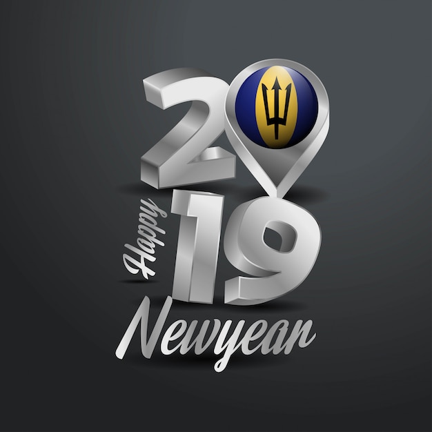 Free vector happy new year 2019 grey typography