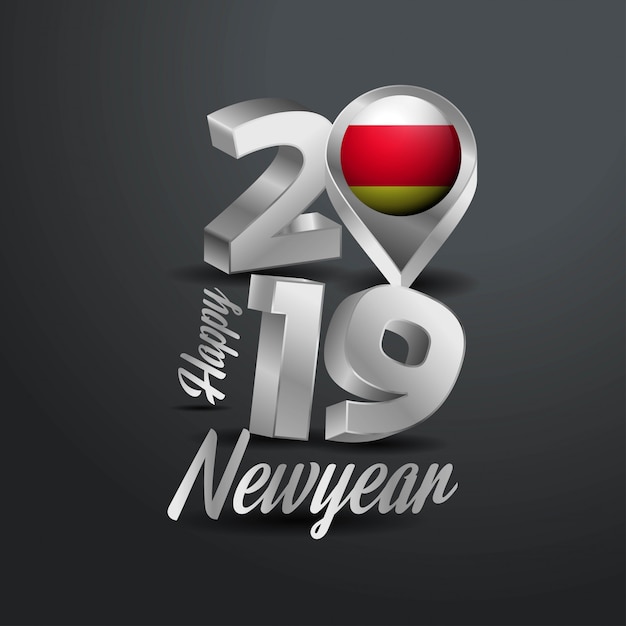 Free vector happy new year 2019 grey typography