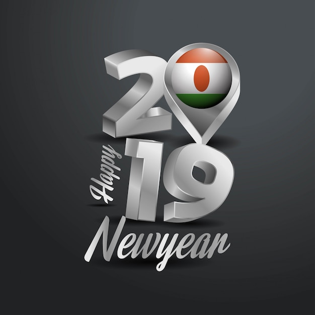 Vettore gratuito happy new year 2019 gray typography