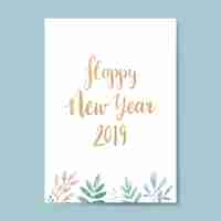 Free vector happy new year 2019 watercolor card design