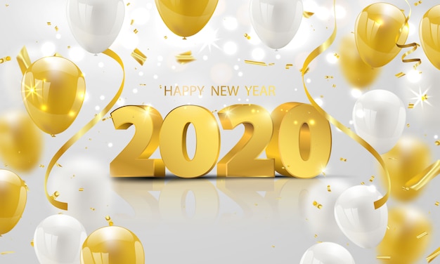 Happy new year 2020 background. Premium Vector