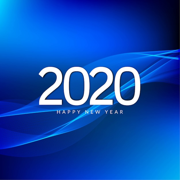 Free vector happy new year 2020 celebration greeting blue