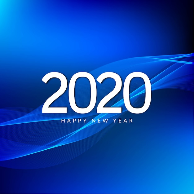 Happy New Year 2020 celebration greeting blue