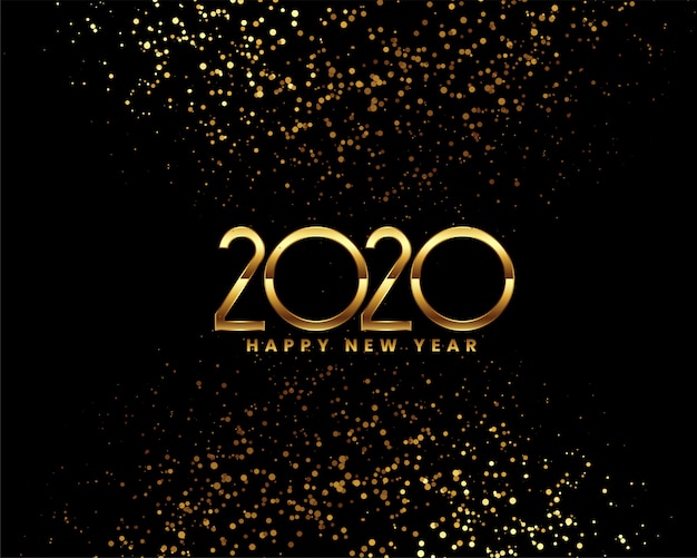 Празднование Нового 2020 года с золотым конфетти