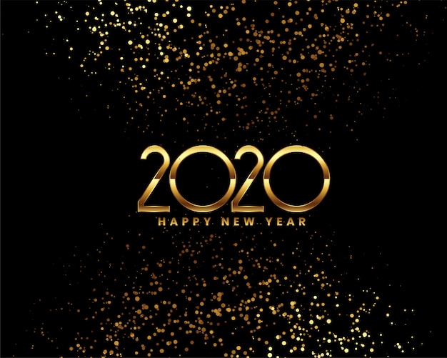 Free vector happy new year 2020 celebration  with golden confetti