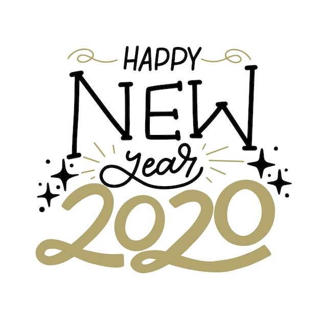 Free vector happy new year 2020 concept with lettering