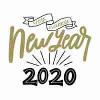 Free vector happy new year 2020 concept with lettering