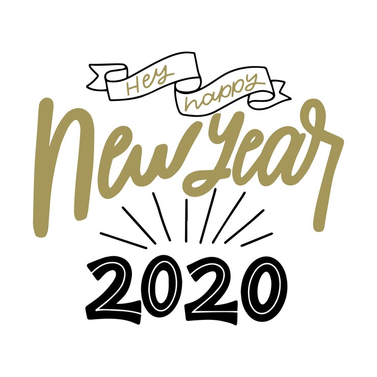 Free Vector happy new year 2020 concept with lettering