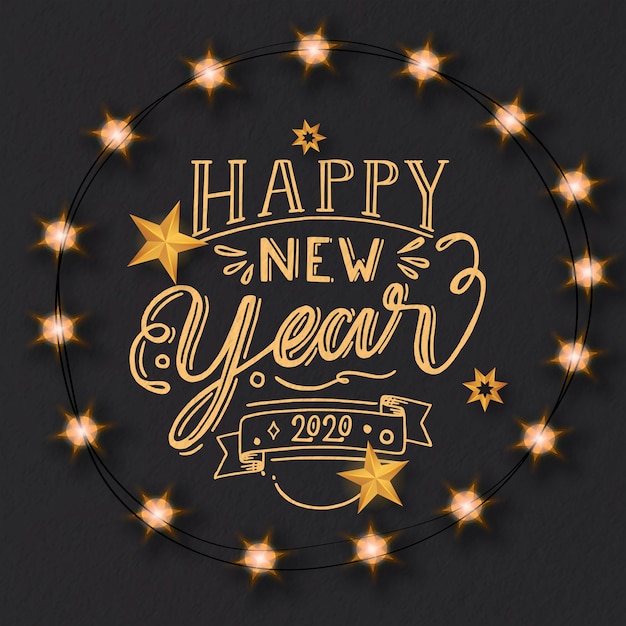 Free vector happy new year 2020 concept with lettering