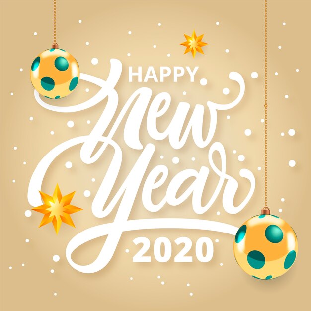 Happy new year 2020 concept with lettering