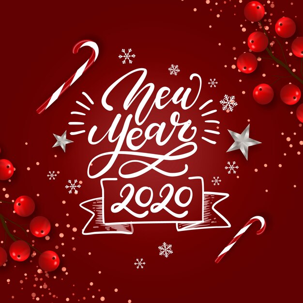 Free vector happy new year 2020 concept with lettering