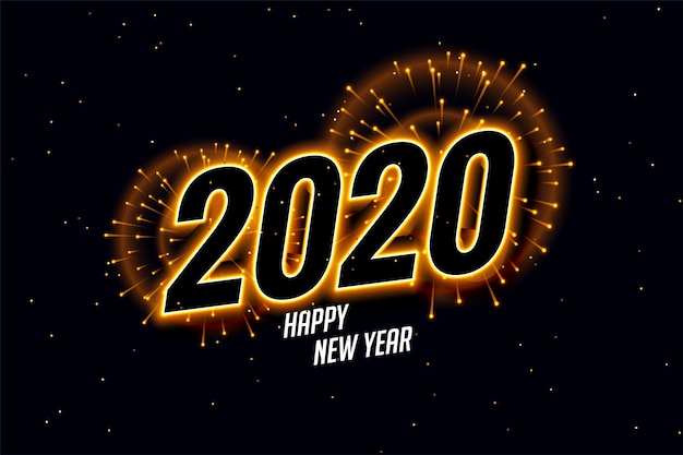 免费矢量新年快乐2020年烟火美丽