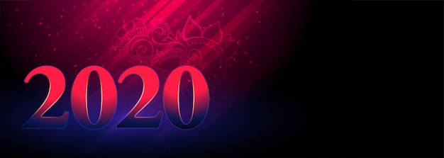 Happy new year 2020 glowing banner