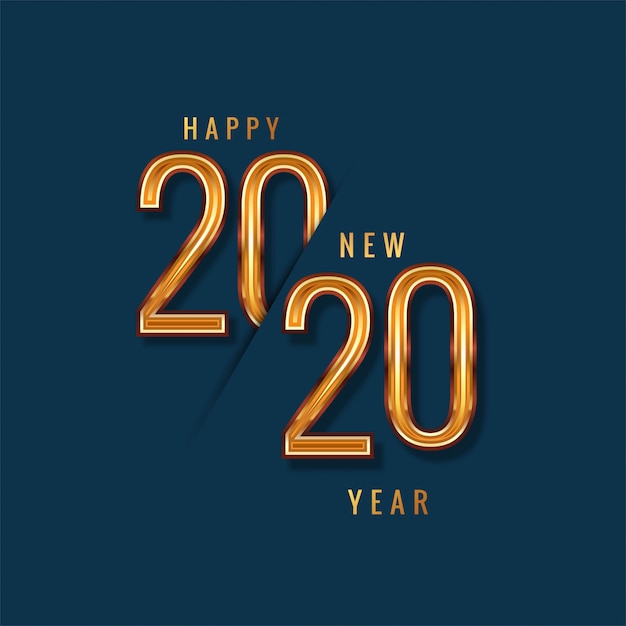 Happy New Year 2020 gold text  vector
