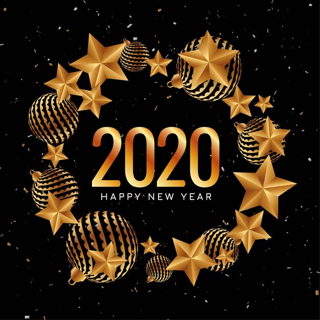 С новым годом 2020 золотая декоративная