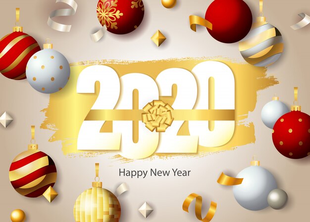 新年あけましておめでとうございます、2020年のレタリングとお祝いつまらない