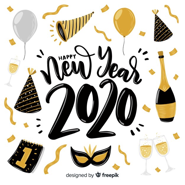 Happy new year 2020 lettering