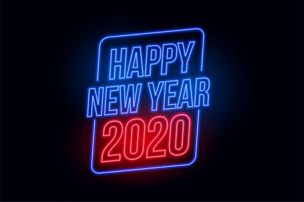 Felice anno nuovo 2020 in stile neon