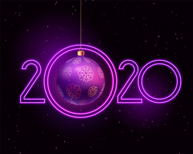 새해 복 많이 받으세요 2020 보라색 네온 스타일
