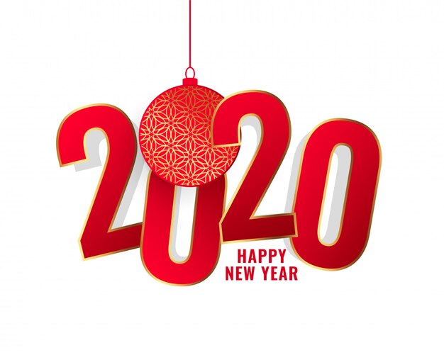 Happy new year 2020 red text background 