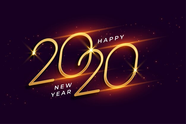 Happy new year 2020 shiny golden celebration background