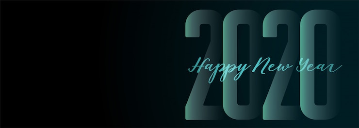 Бесплатный Вектор с новым годом 2020 широкая темная баннер