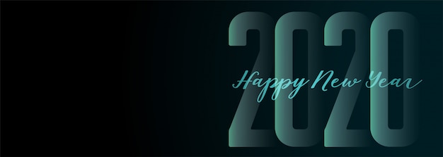 Happy new year 2020 wide dark banner 