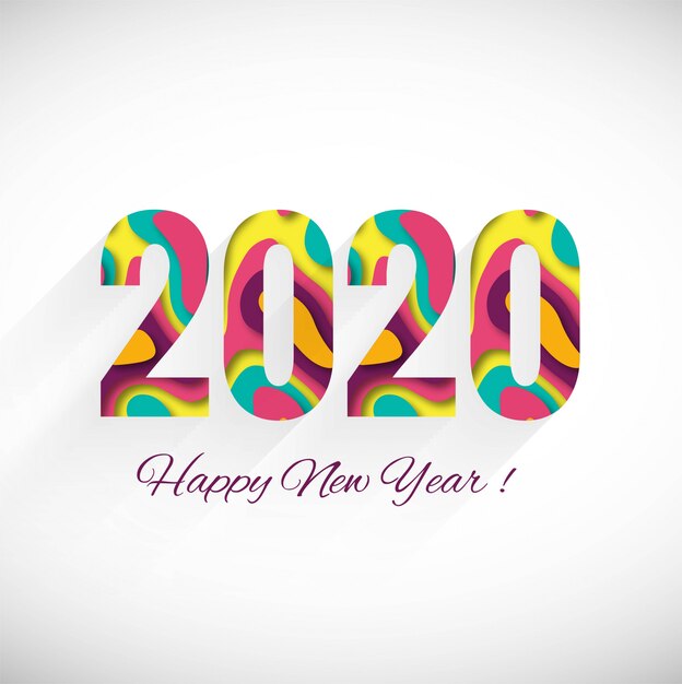 Happy New Year 2020 winter holiday greeting card 