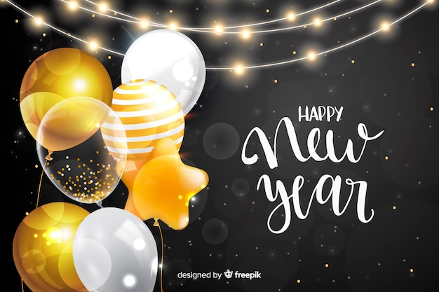 Free vector happy new year 2020 with balloons