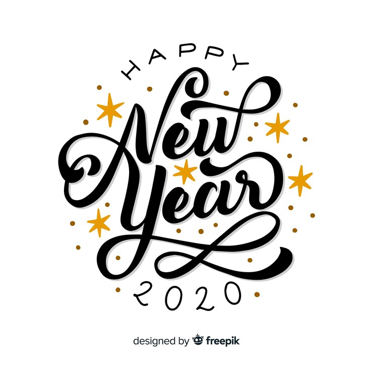Free Vector happy new year 2020 with lettering
