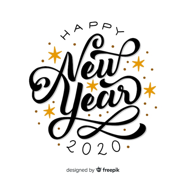 Happy new year 2020 with lettering