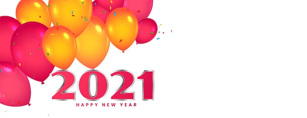 Happy new year 2021 balloons celebration