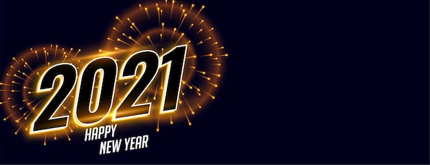 Happy new year 2021 celebration fireworks banner design