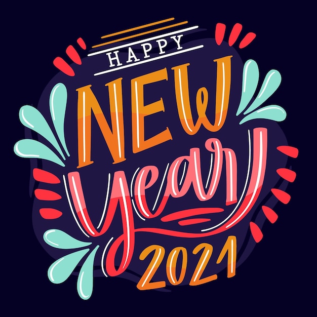 Happy new year 2021 colorful lettering