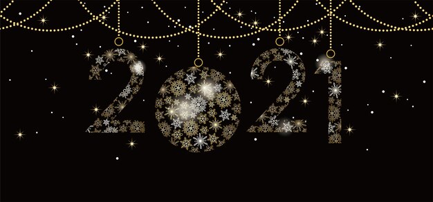 눈송이로 만든 번호와 함께 새해 복 많이 받으세요 2021 인사말 카드