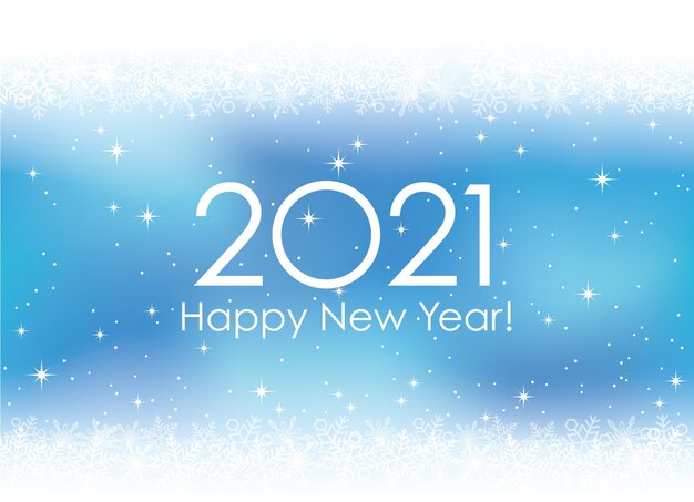 Happy new year 2021 greeting card with snowflakes