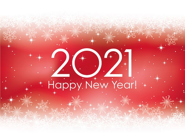 Happy new year 2021 greeting card with snowflakes