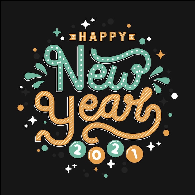 Free vector happy new year 2021 lettering